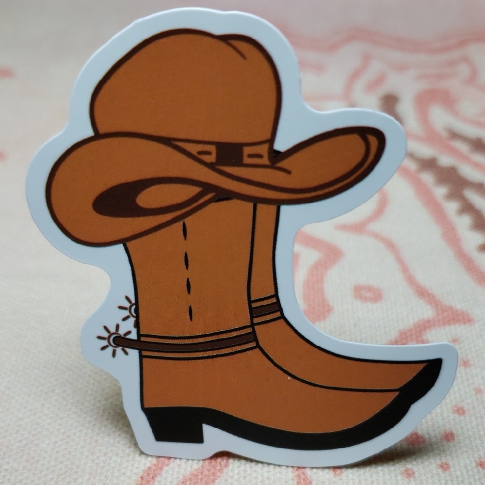 Cowboy Boots and Hat Sticker Cowboy Hat Cowgirl Hat (G)